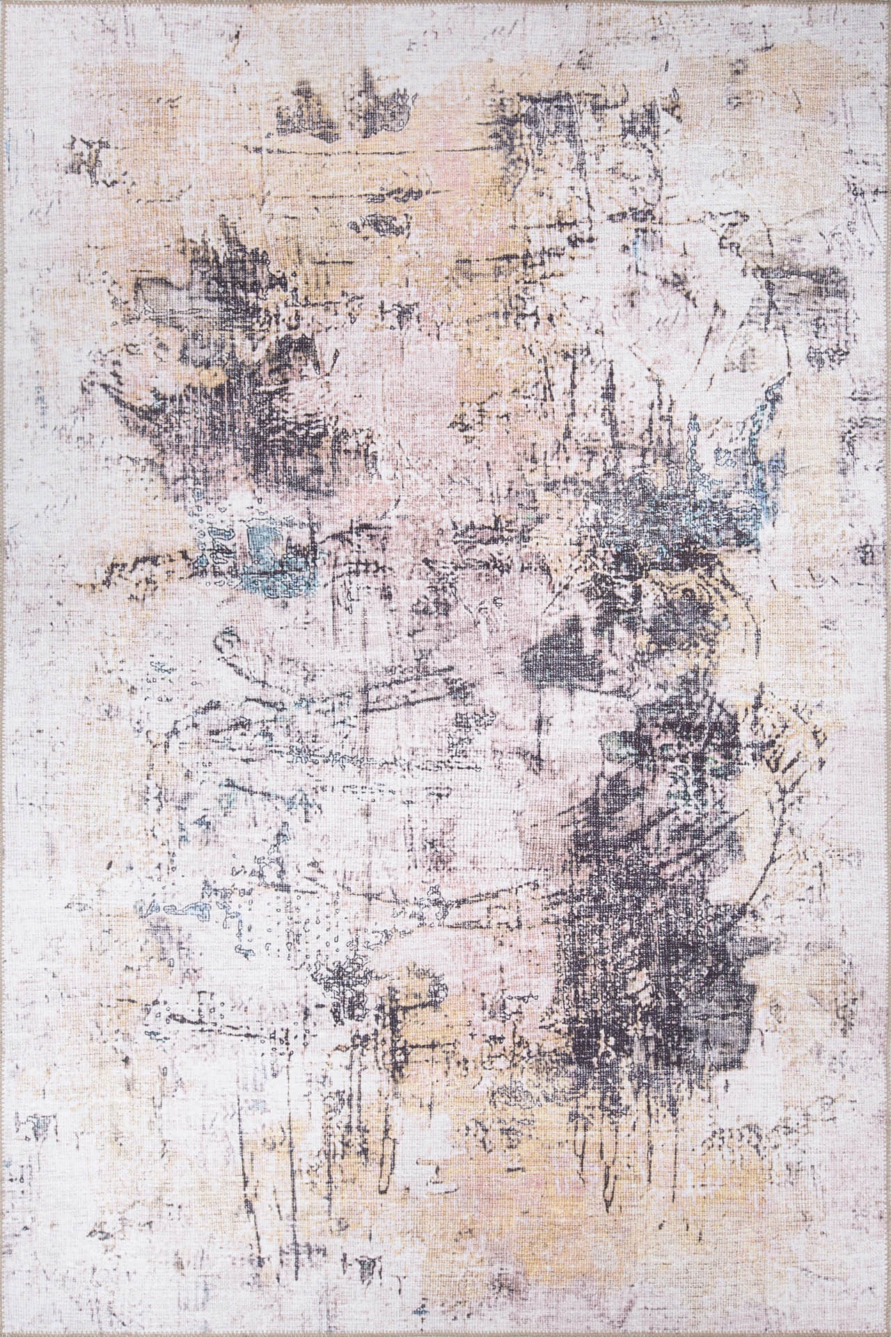 Beige Geometric Area Rug – Washable Non Slip Cotton Area Rug for Living Room