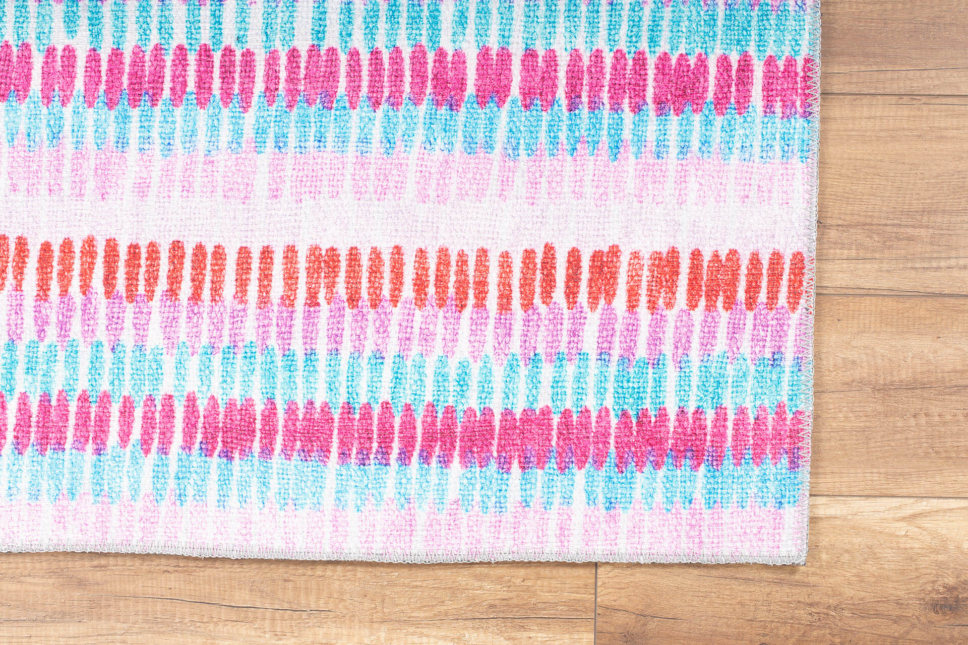 Pink Striped Area Rug - Washable Non Slip Cotton Microfiber Floor Covering