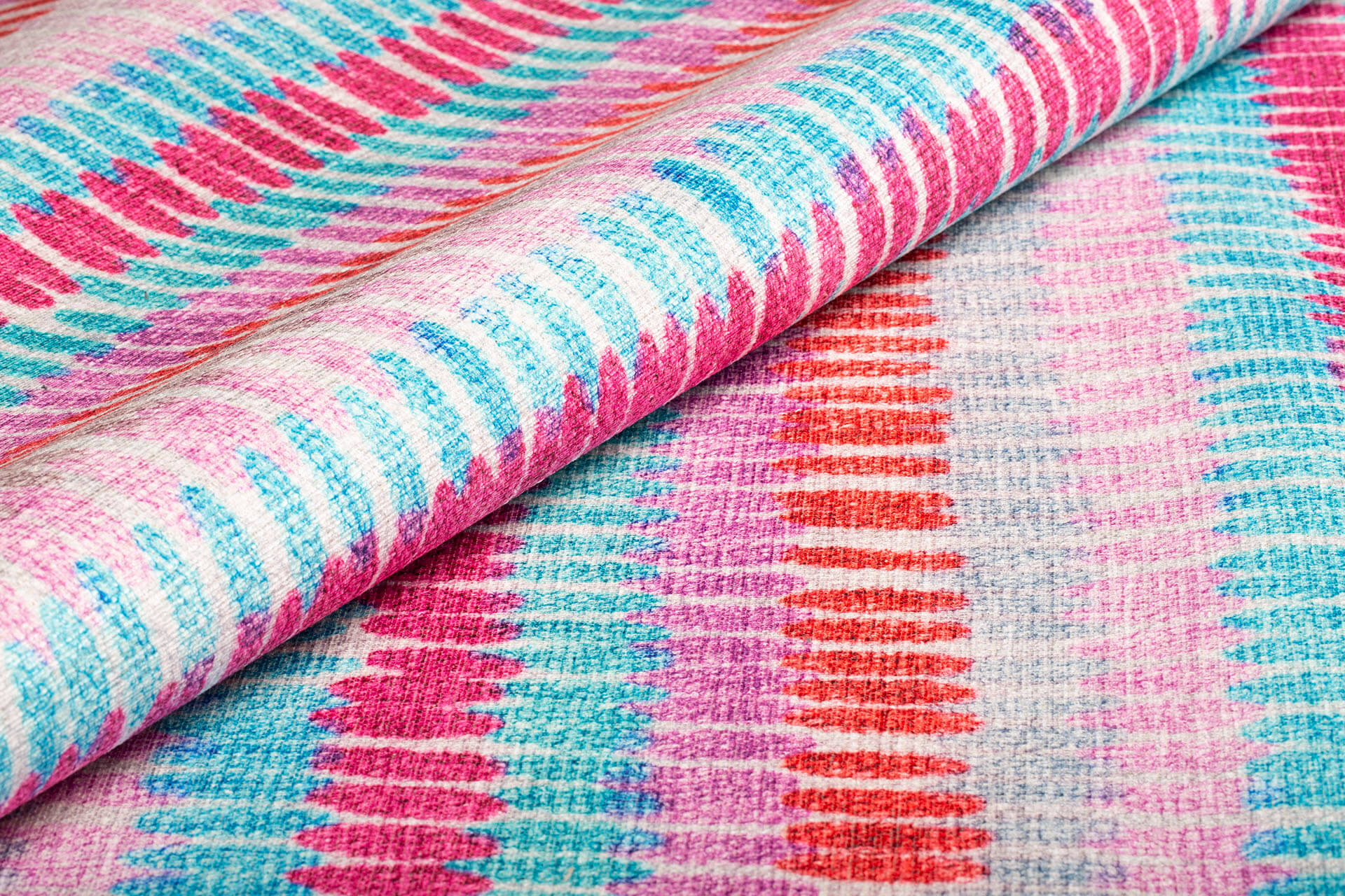 Pink Striped Area Rug - Washable Non Slip Cotton Microfiber Floor Covering