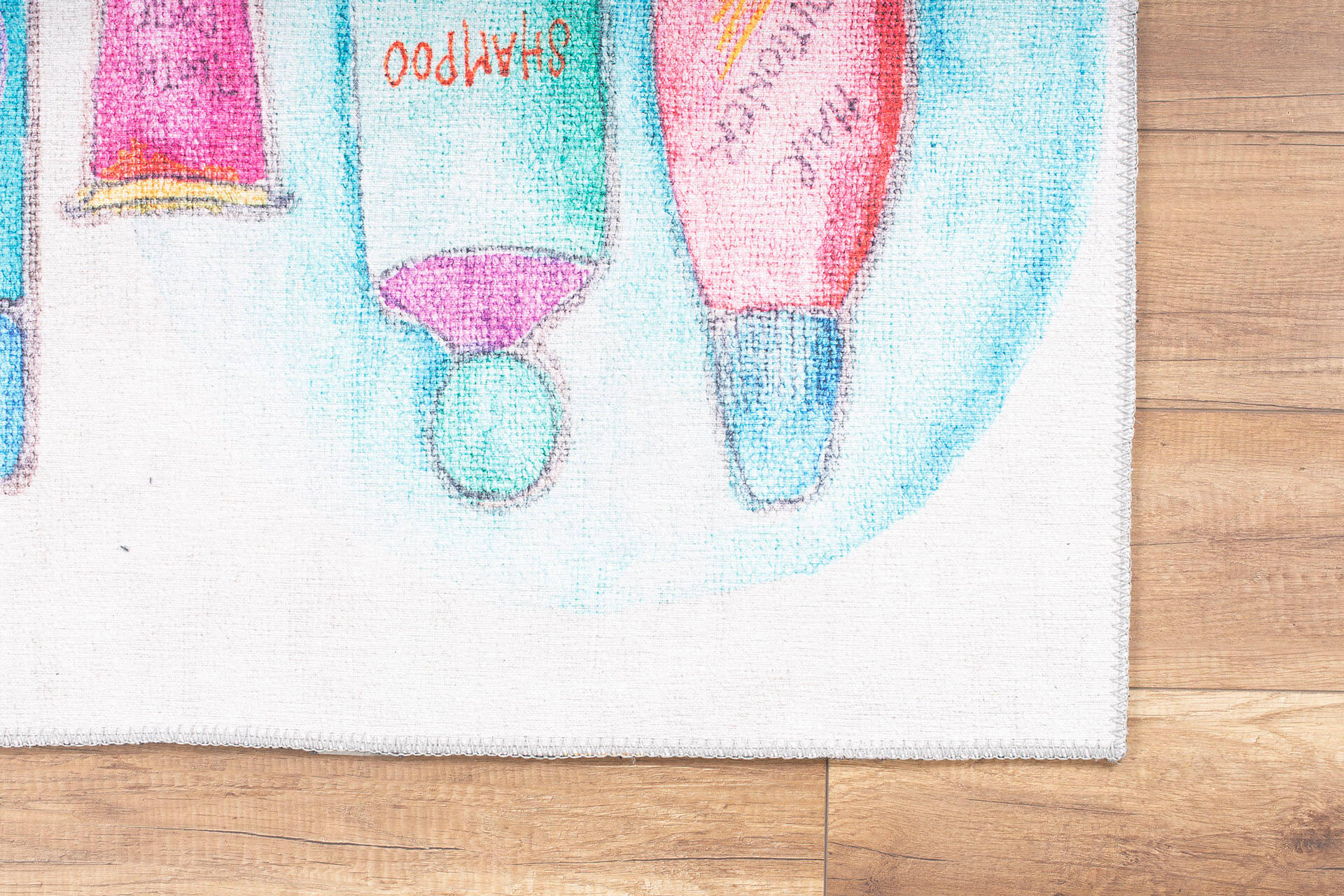 Digital Print Area Rug - Washable Non Slip Cotton White Floor Carpet