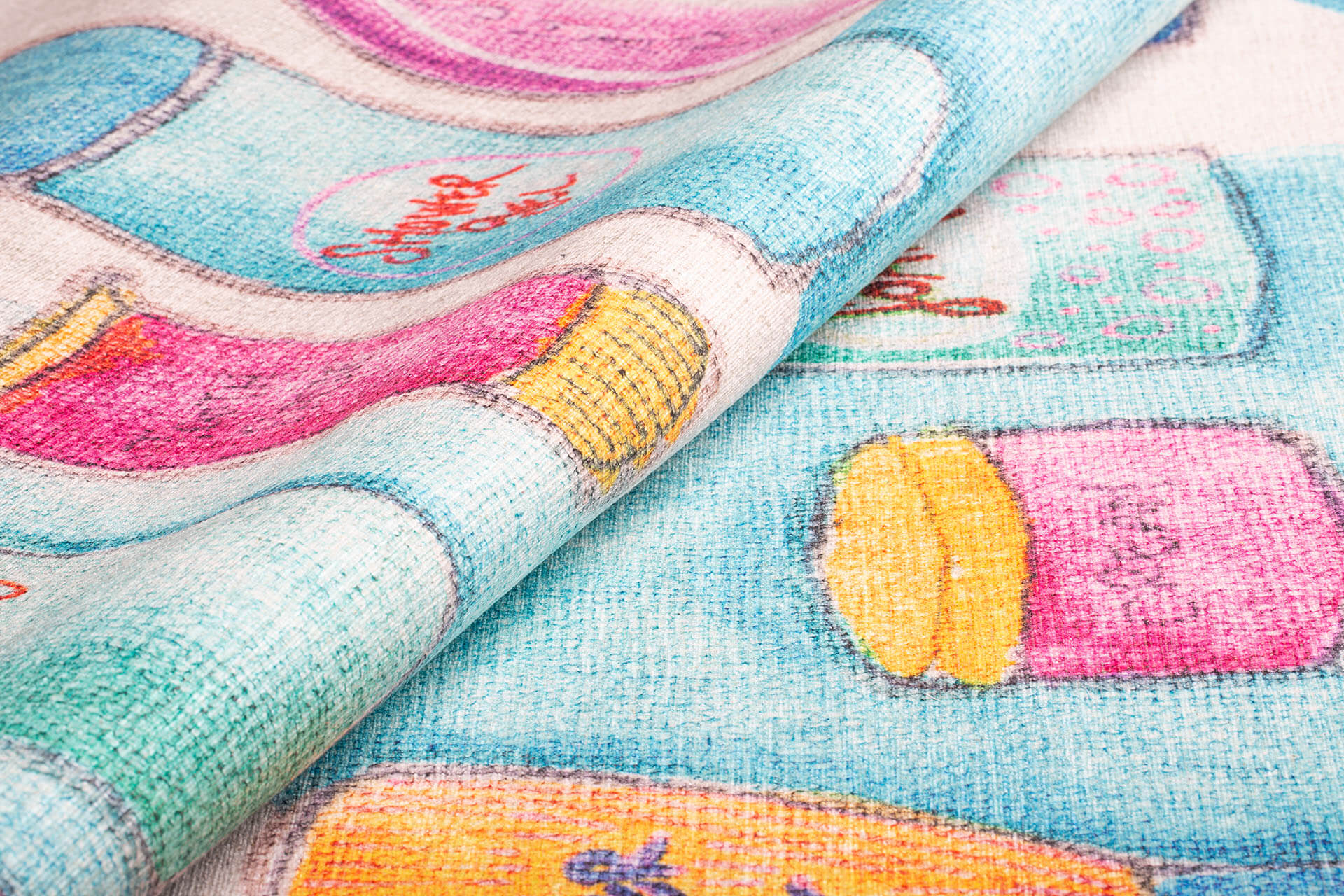 Digital Print Area Rug - Washable Non Slip Cotton White Floor Carpet