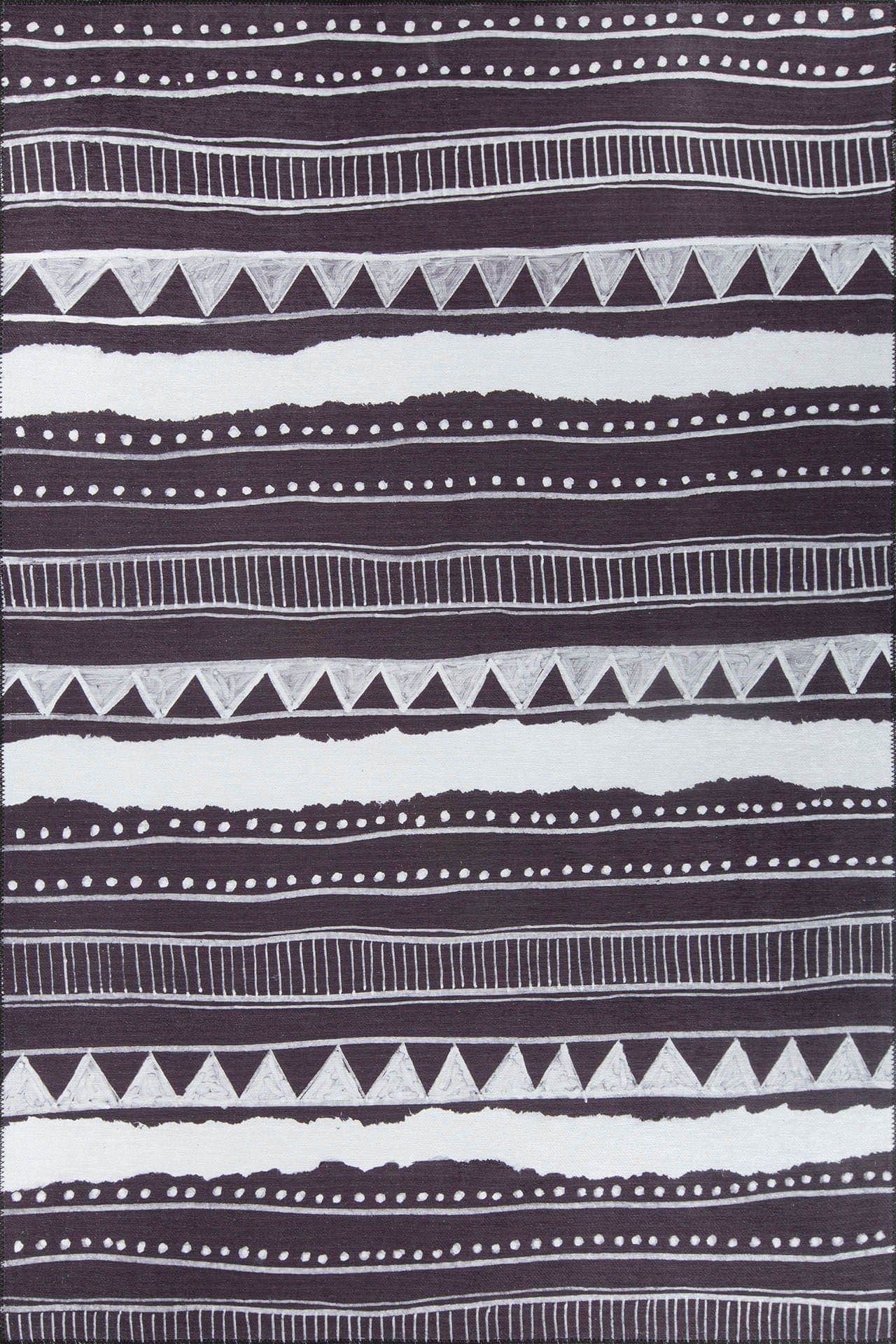 Purple Ethnic Area Rug | Washable Non Slip Microfiber Area Carpet, Thick & Soft