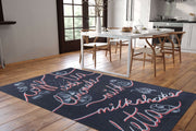 Black Cotton Area Rug – Washable Non Slip Modern Decorative Rug for Living Room