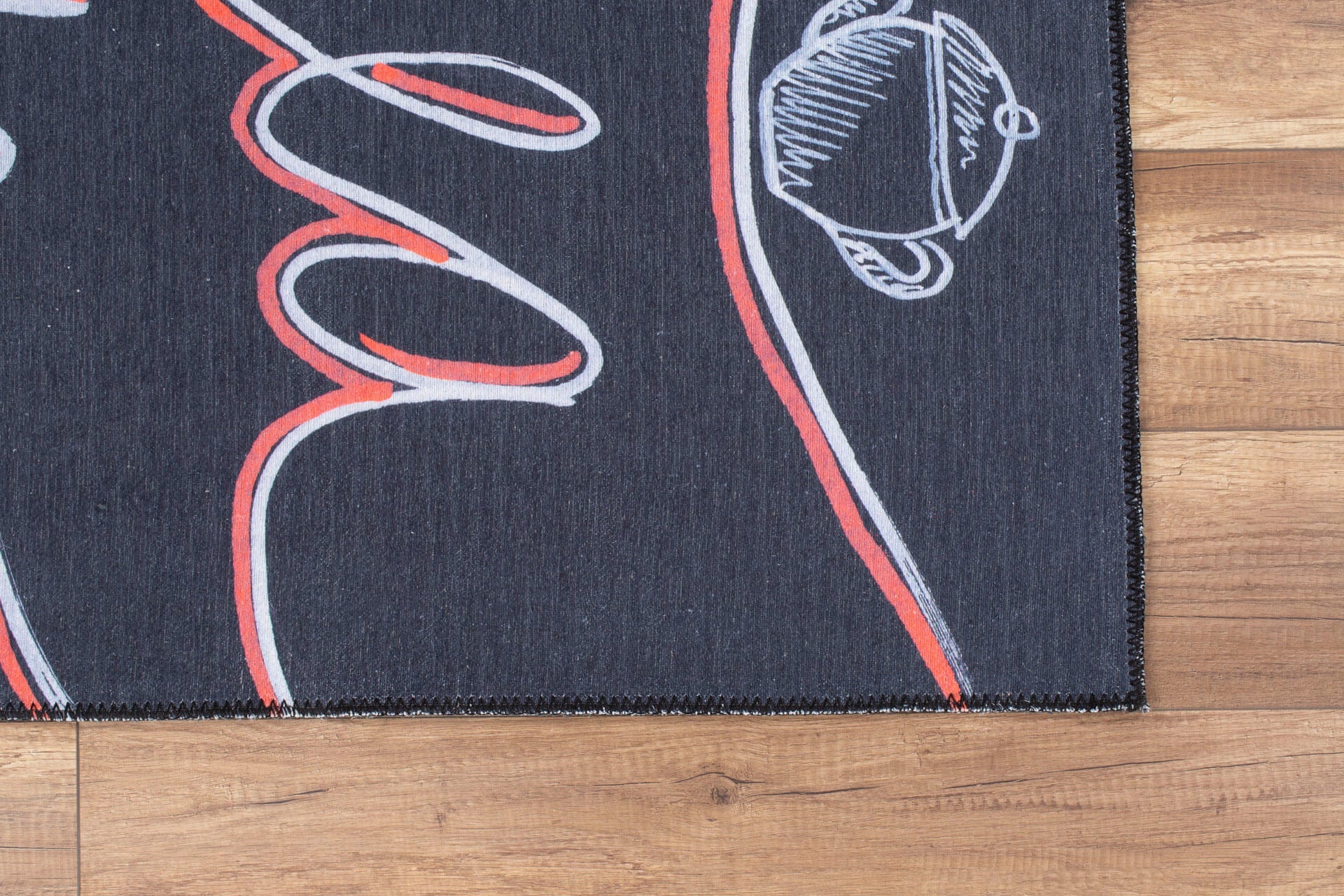 Black Cotton Area Rug – Washable Non Slip Modern Decorative Rug for Living Room