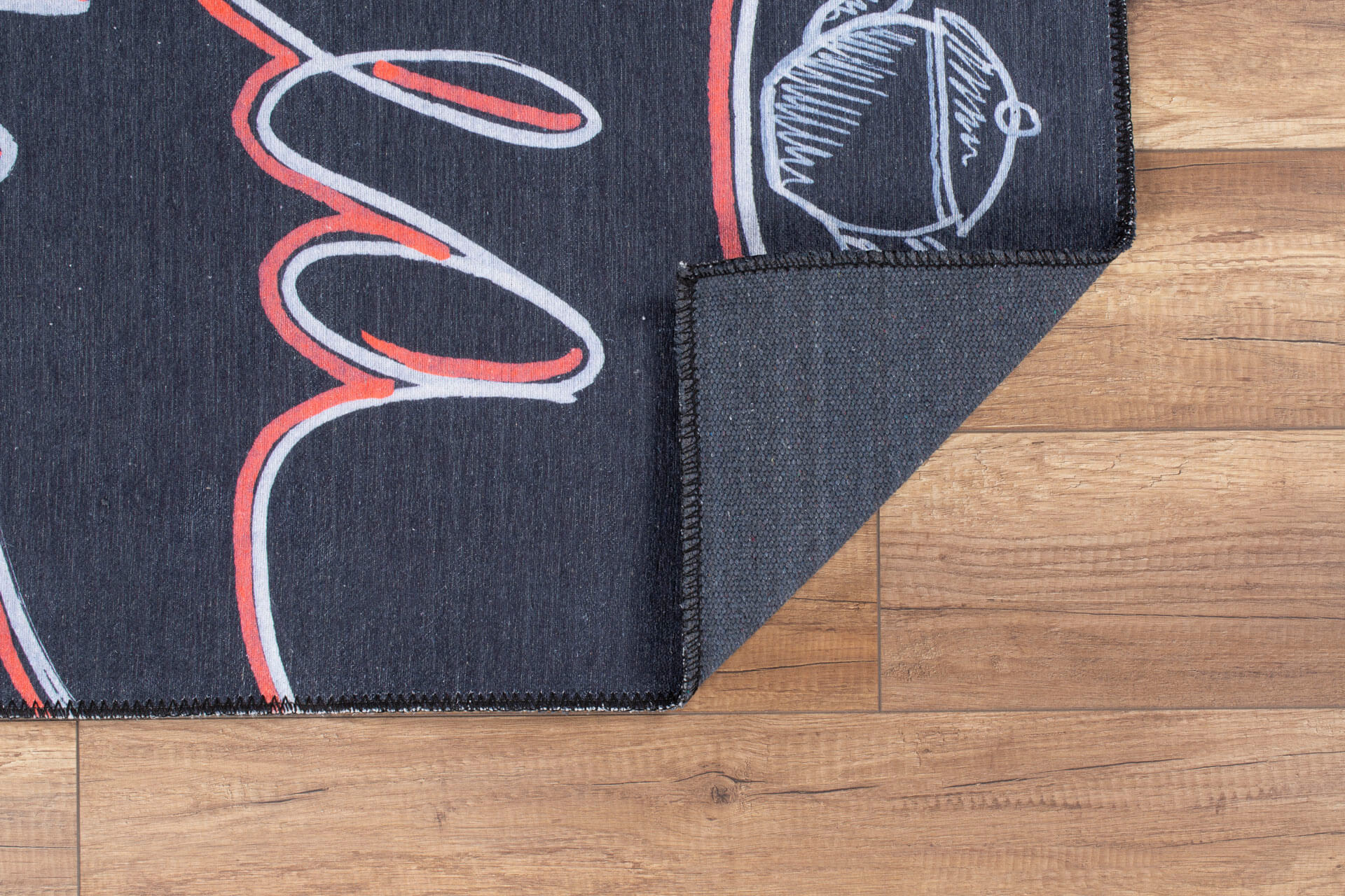 Black Cotton Area Rug – Washable Non Slip Modern Decorative Rug for Living Room