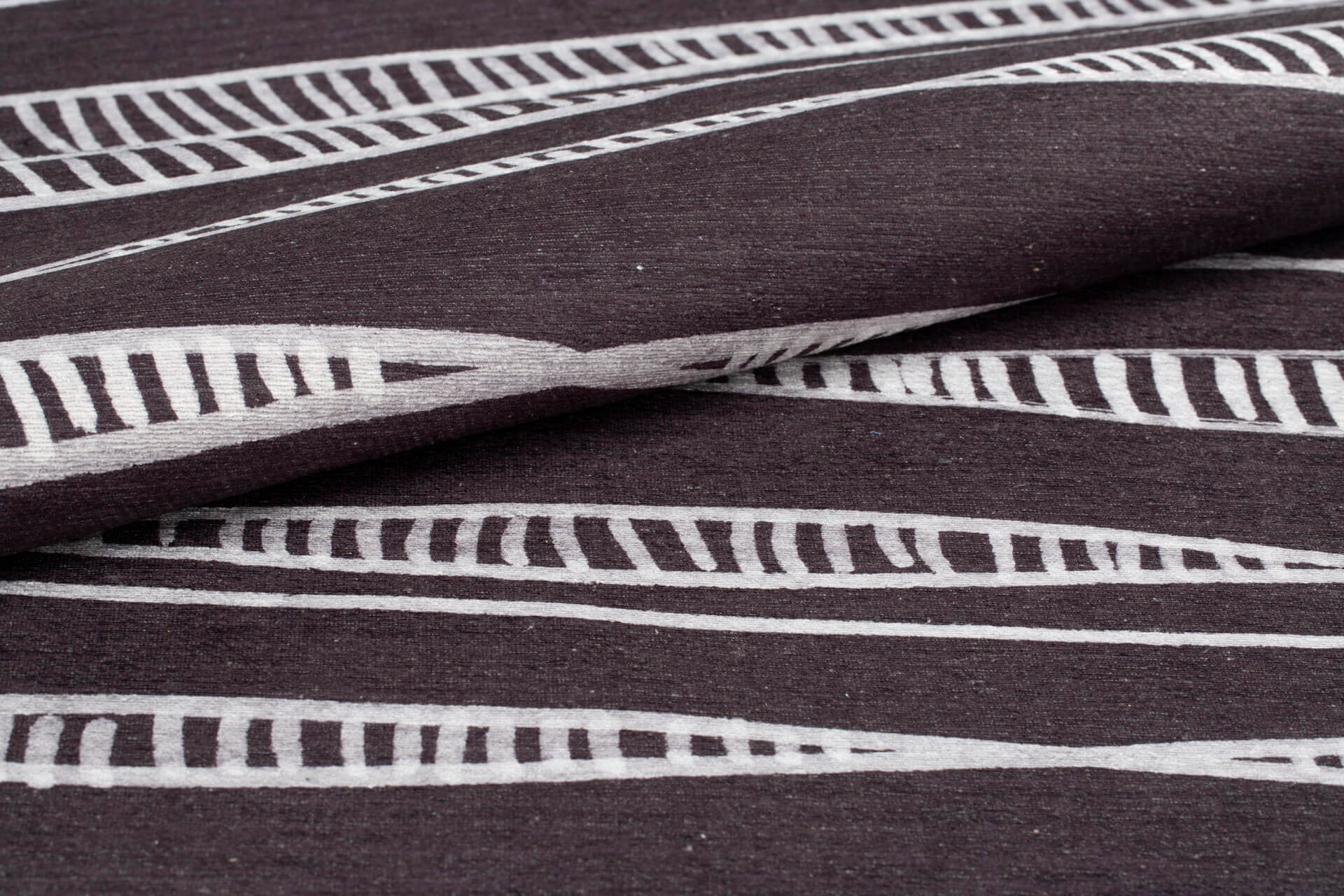 Digital Print Area Rug - Washable Non Slip Anthracite Striped Cotton Rug