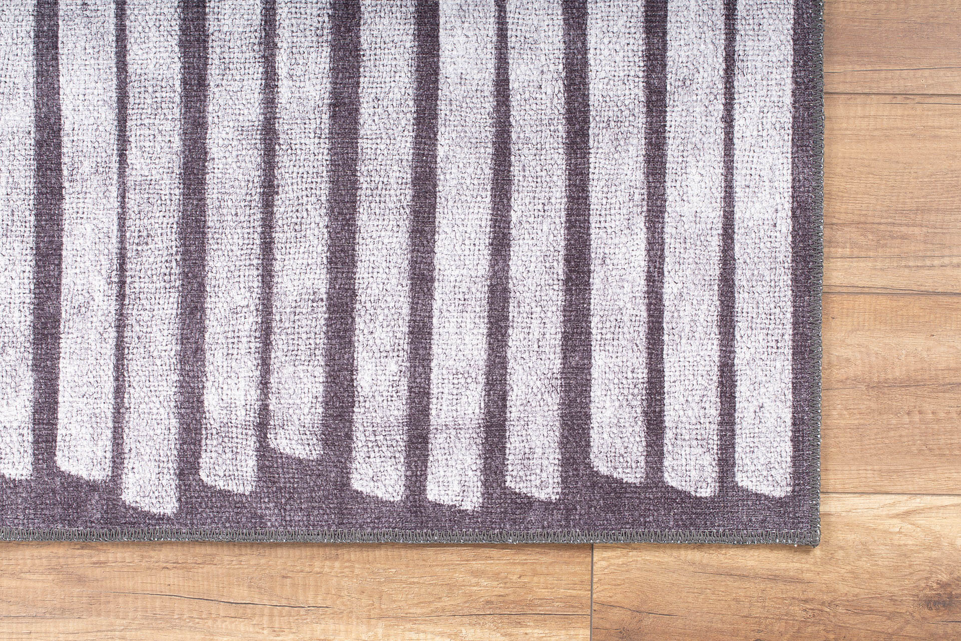 Black Striped Area Rug - Washable Non Slip Cotton Area Rug with Soft Microfiber