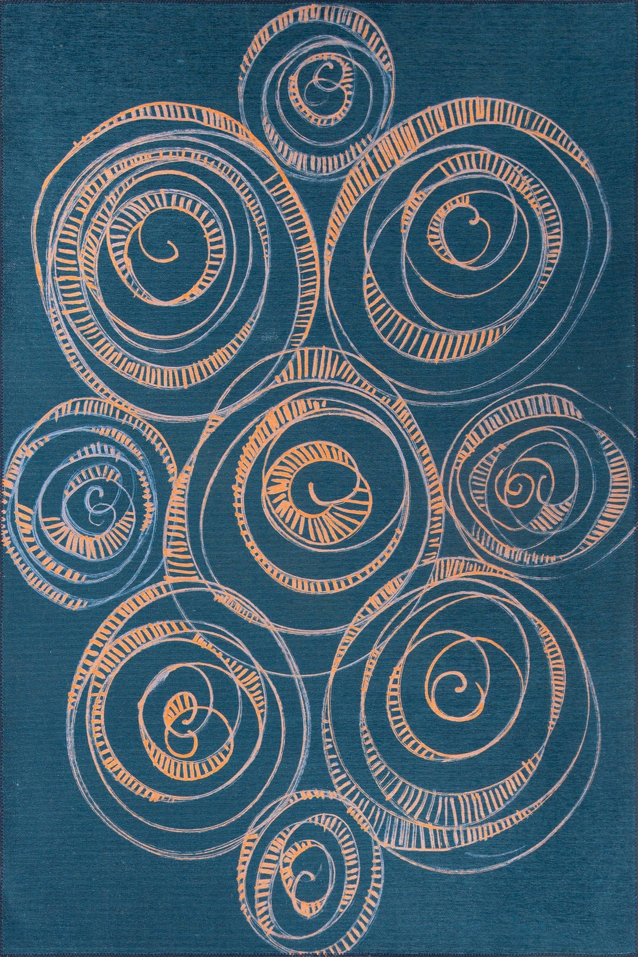 Digital Print Area Rug – Washable Non Slip Cotton Green Circle Rug for Living Room