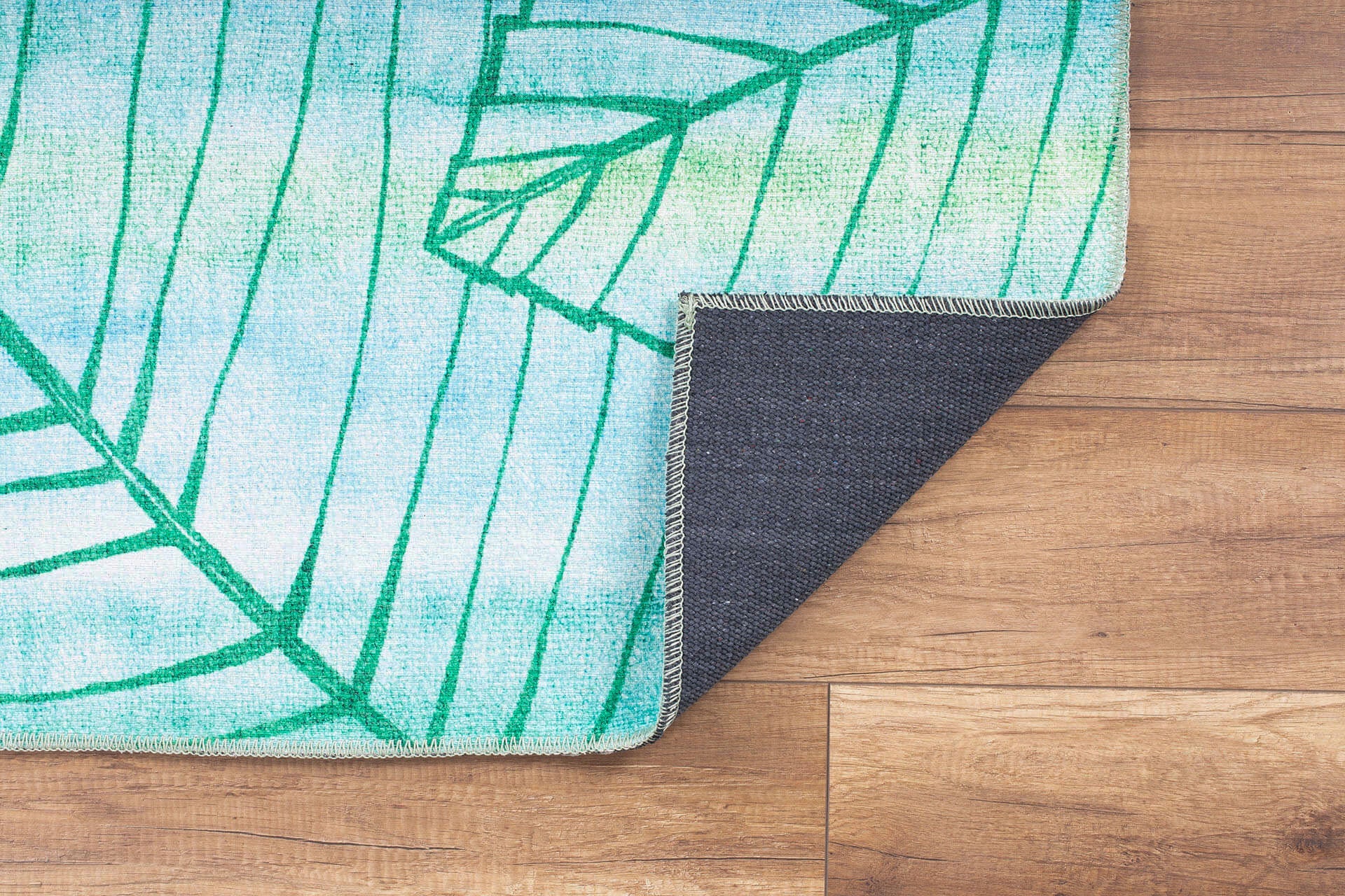 Green Floral Area Rug - Washable Non Slip Cotton Microfiber Rug for Living Room