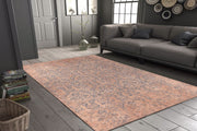 Vintage Cotton Area Rug – Washable Non Slip Brown Microfiber Carpet