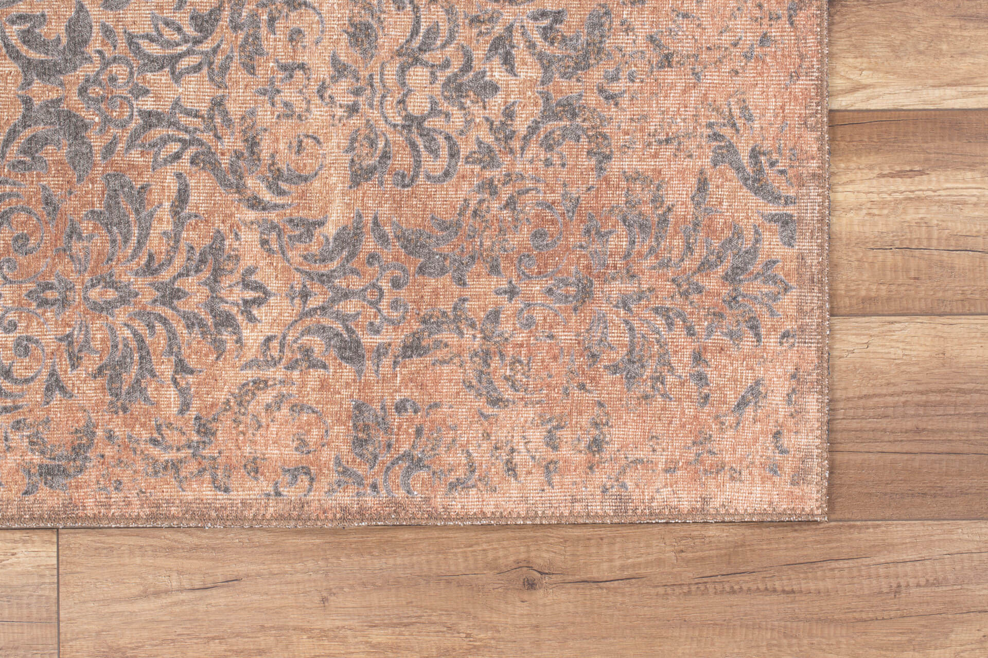 Vintage Cotton Area Rug – Washable Non Slip Brown Microfiber Carpet