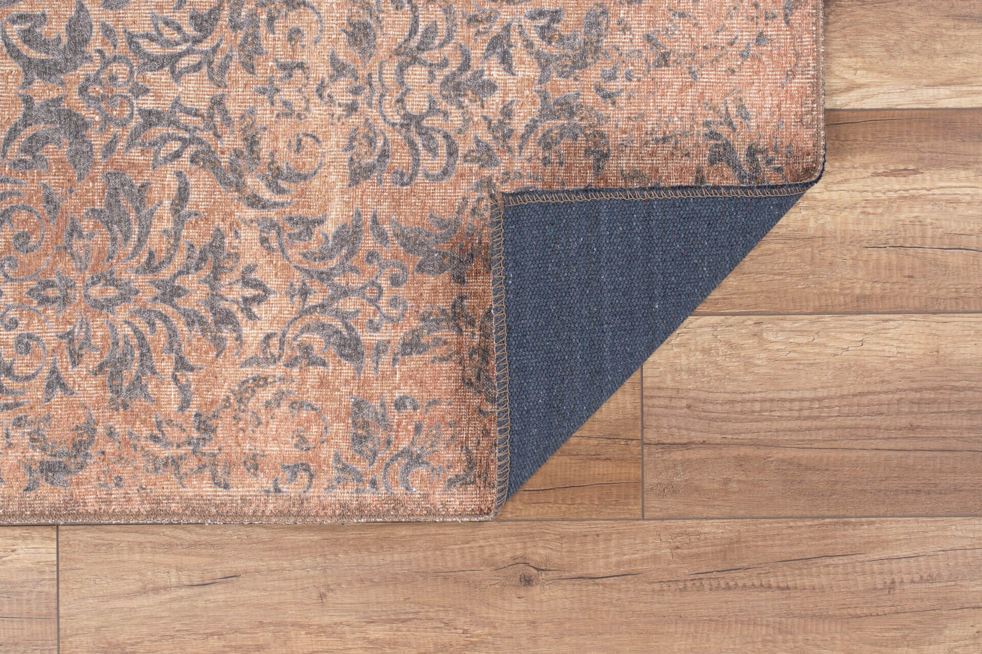 Vintage Cotton Area Rug – Washable Non Slip Brown Microfiber Carpet