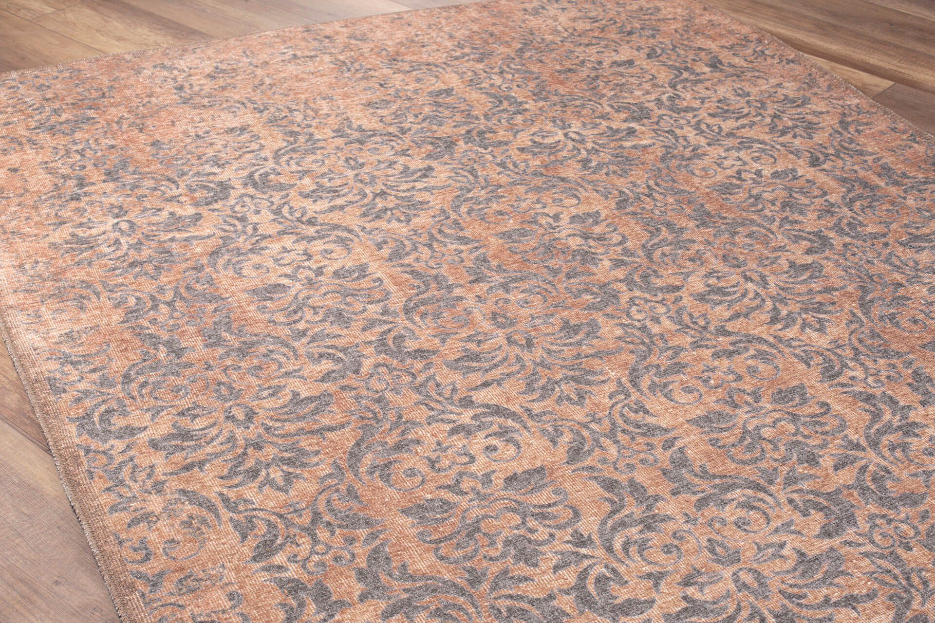 Vintage Cotton Area Rug – Washable Non Slip Brown Microfiber Carpet
