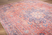 Red Medallion Area Rug – Washable Non Slip Cotton Area Rug for Living Room