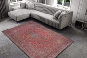 Red Medallion Area Rug – Washable Non Slip Cotton Decorative Floor Mat