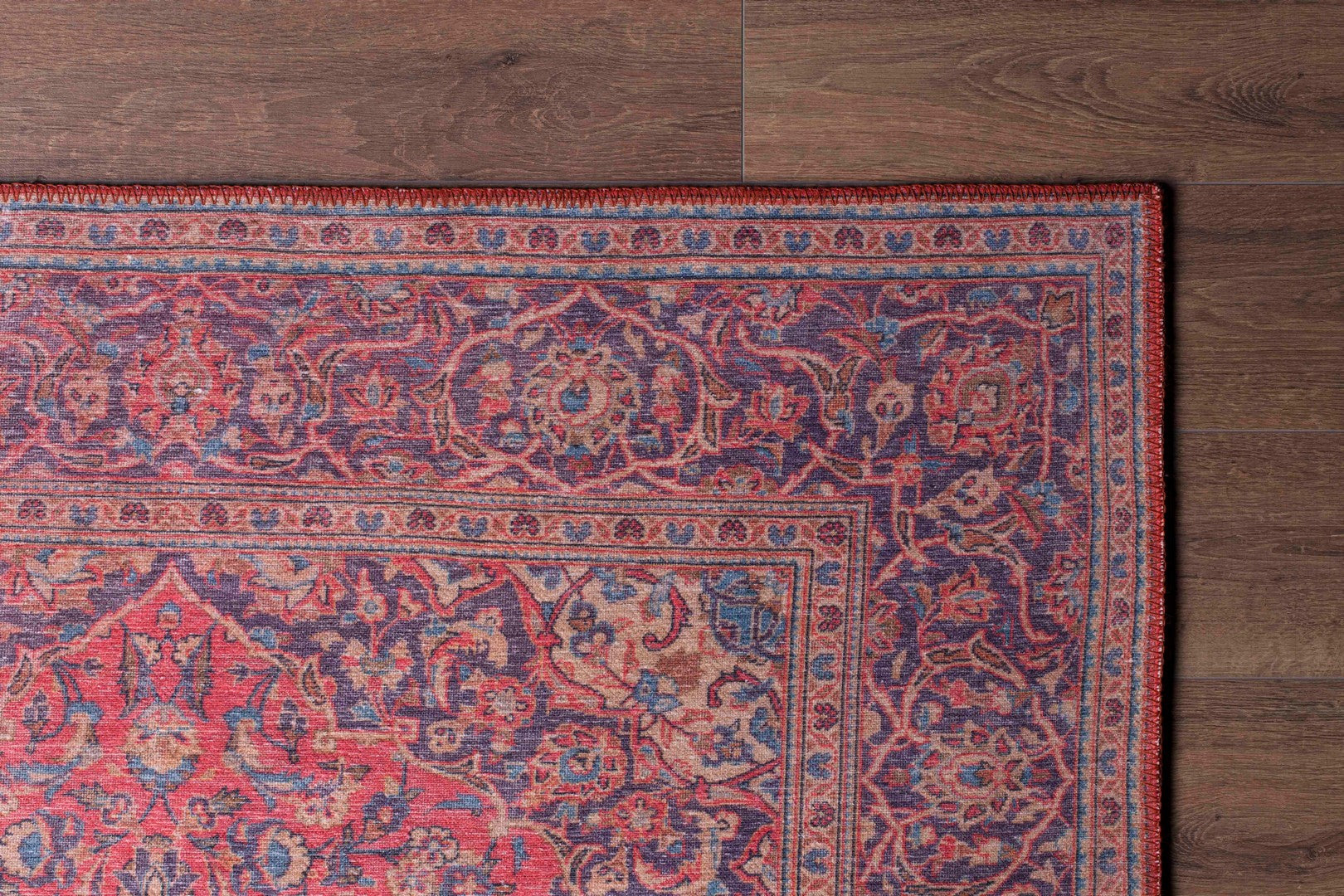 Red Medallion Area Rug – Washable Non Slip Cotton Decorative Floor Mat
