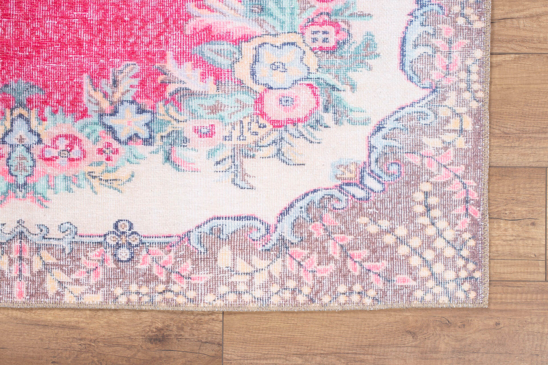 Pink Medallion Area Rug – Cotton Washable Non Slip Microfiber Soft Rug