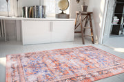 Digital Print Area Rug – Washable Non Slip Red Medallion Cotton Carpet