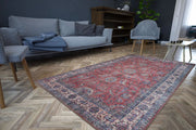Ethnic Cotton Area Rug – Washable Non Slip Burgundy Machine Made Carpet