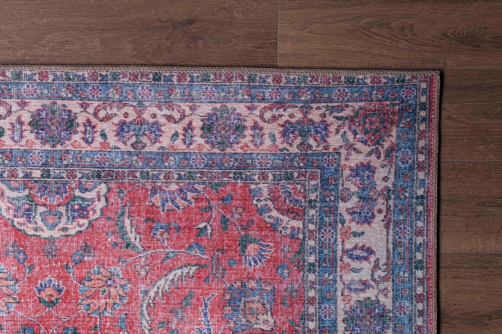 Ethnic Cotton Area Rug – Washable Non Slip Burgundy Machine Made Carpet