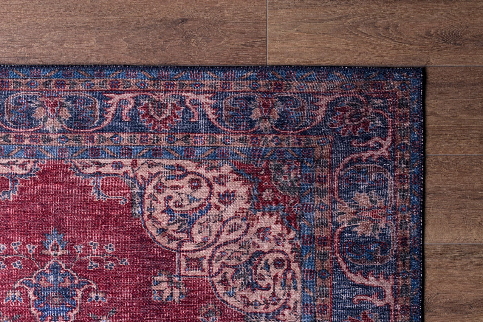 Digital Print Area Rug – Burgundy Cotton Medallion Washable Non Slip Rug
