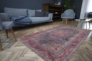 Burgundy Medallion Area Rug – Washable Non Slip Cotton Microfiber Carpet