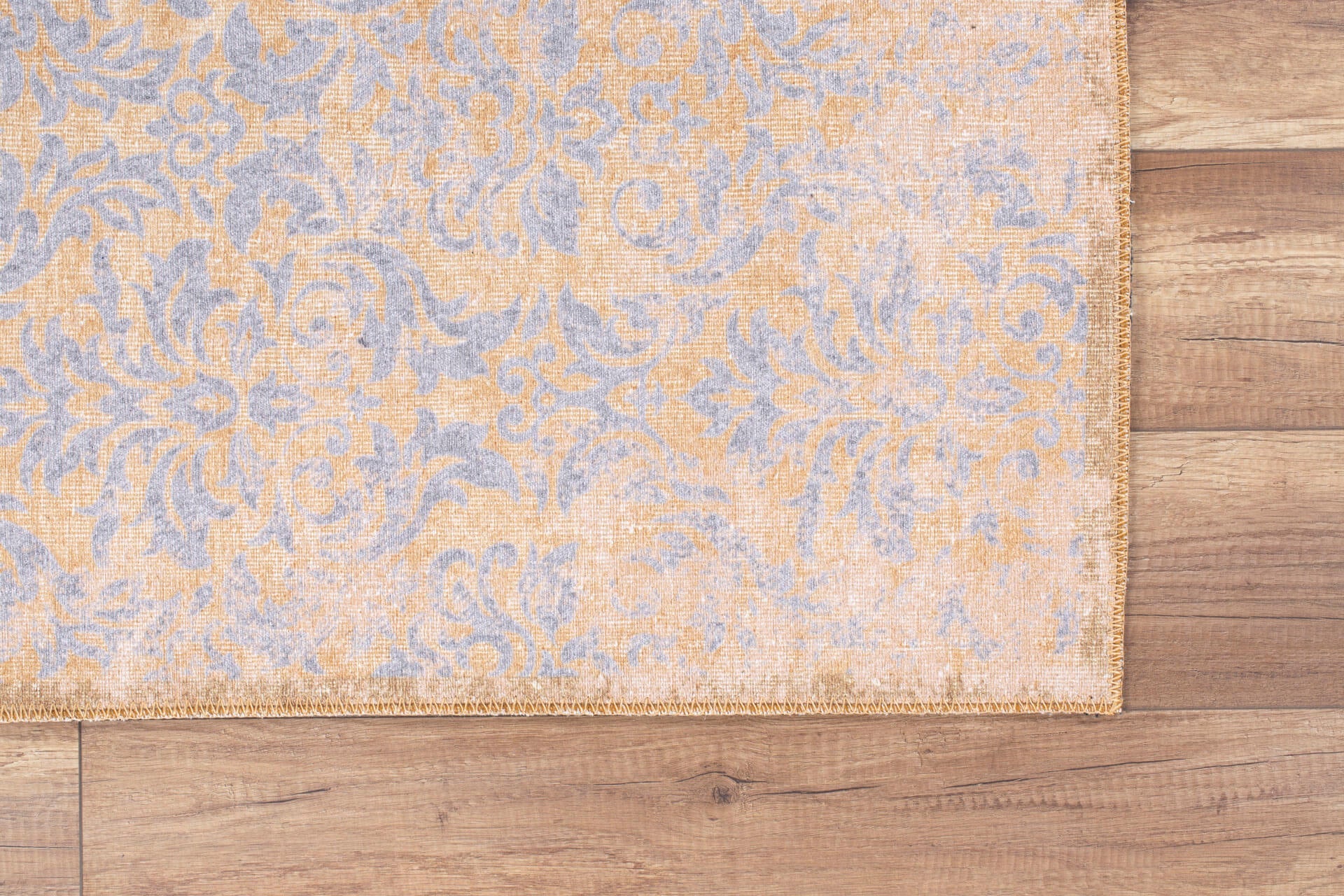 Yellow Vintage Area Rug – Washable Non Slip Cotton Carpet for Living Room