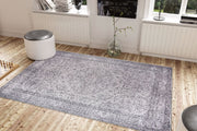 Digital Print Area Rug – Grey Medallion Cotton Washable Non Slip Carpet