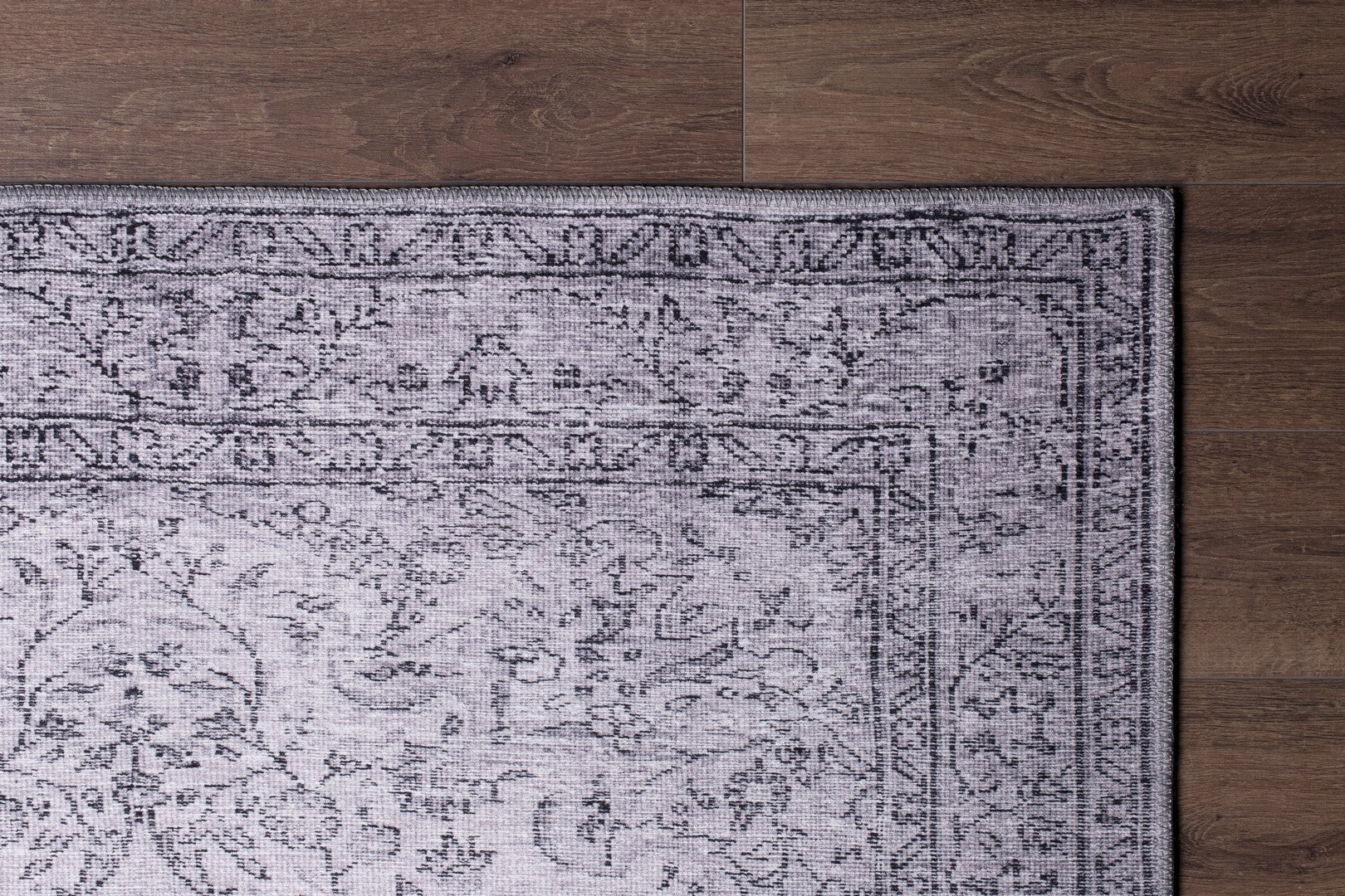 Digital Print Area Rug – Grey Medallion Cotton Washable Non Slip Carpet