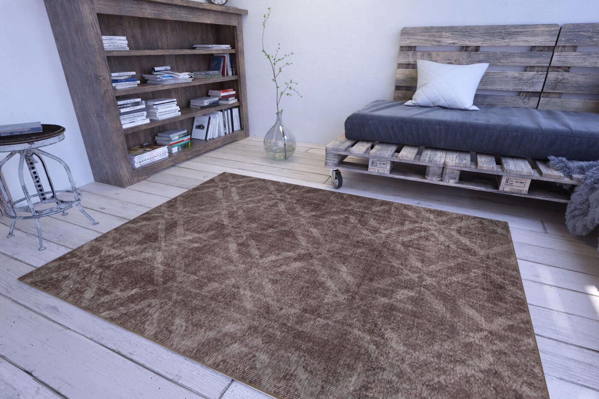 Geometric Area Rug - Washable Non Slip Brown Cotton Area Rug | Soft Dust Resistant Carpet