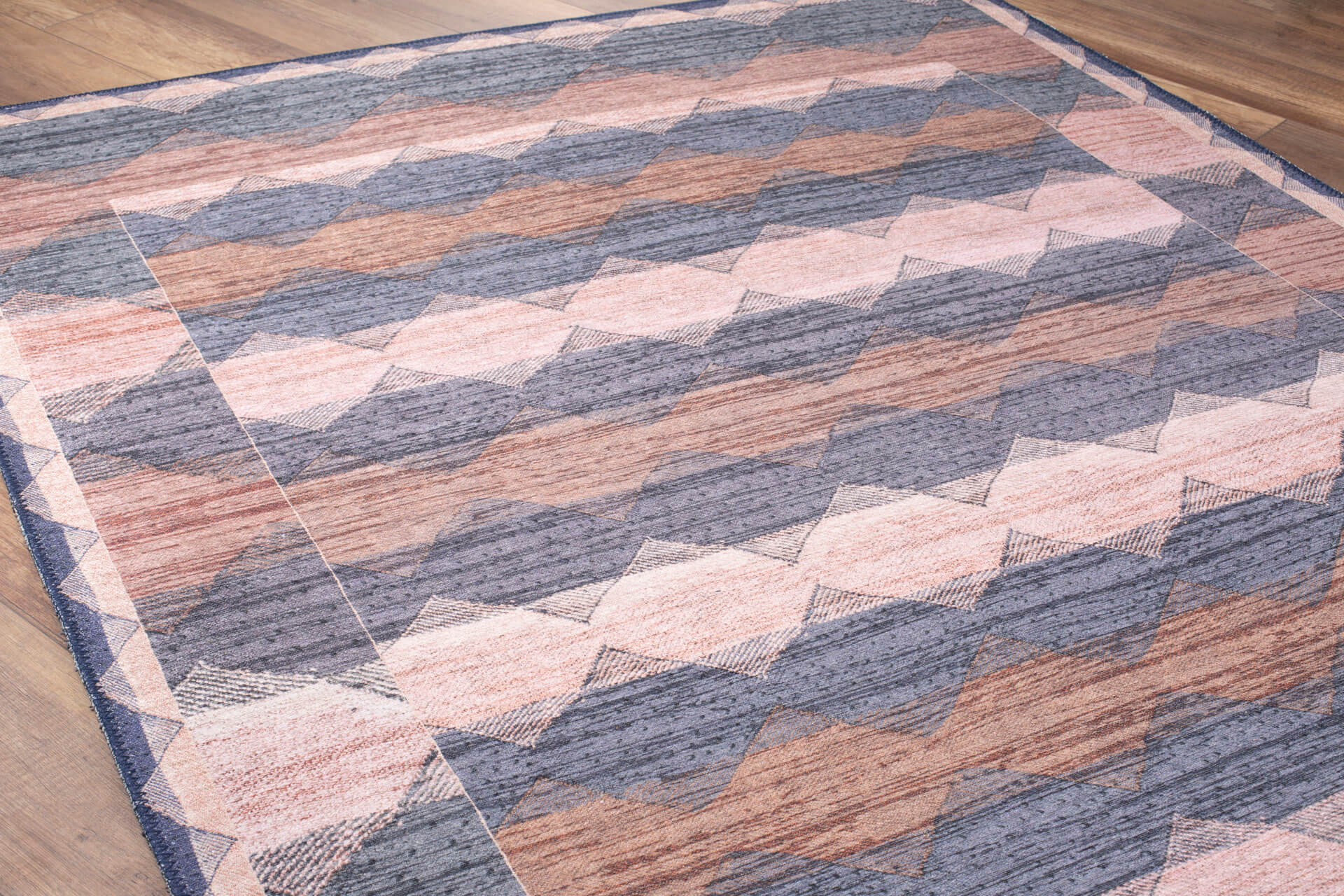 Geometric Cotton Rug – Washable Non Slip Area Carpet | Soft Microfiber, Thick Plush