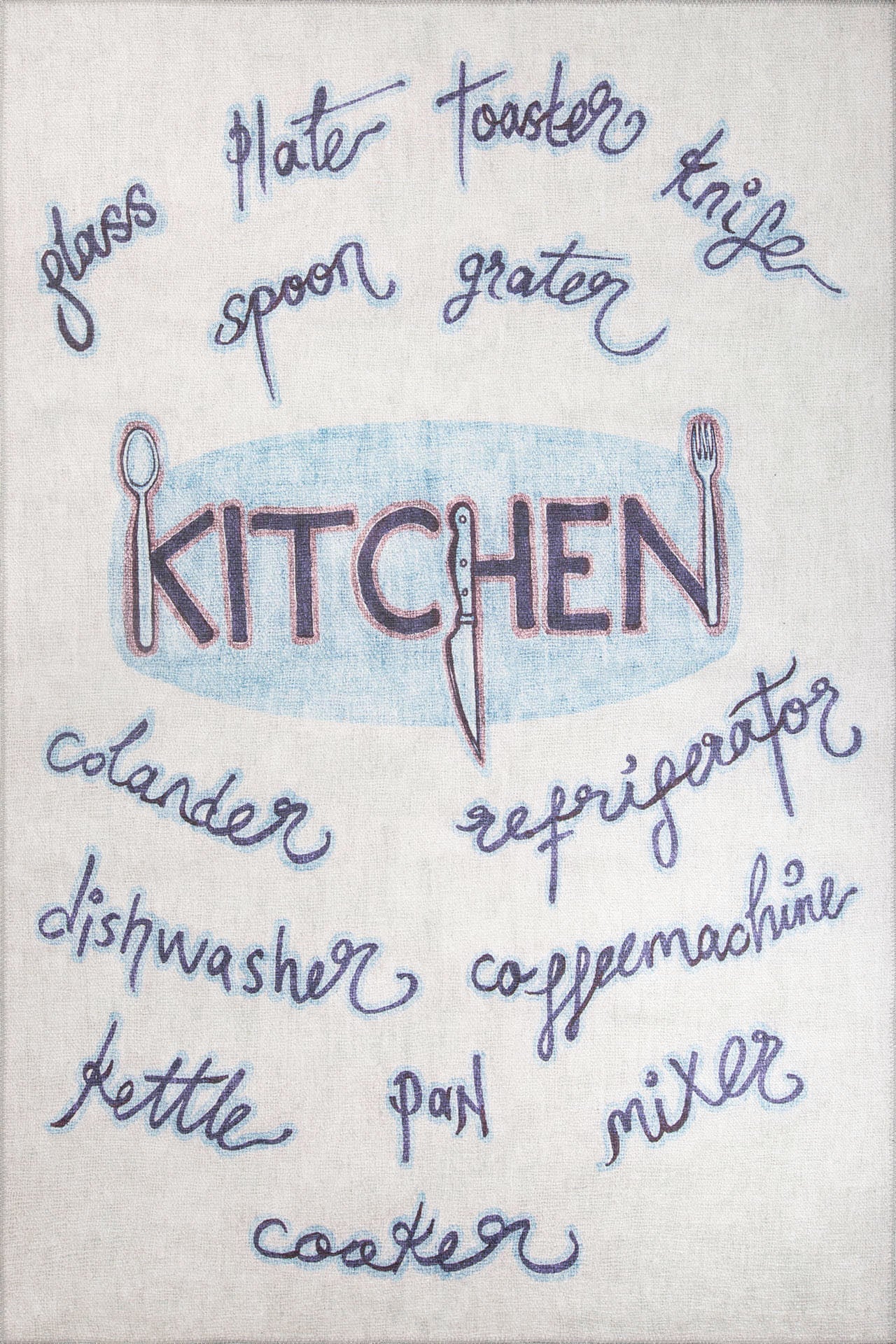 Digital Print Area Rug - White Cotton Washable Non Slip Decorative Carpet