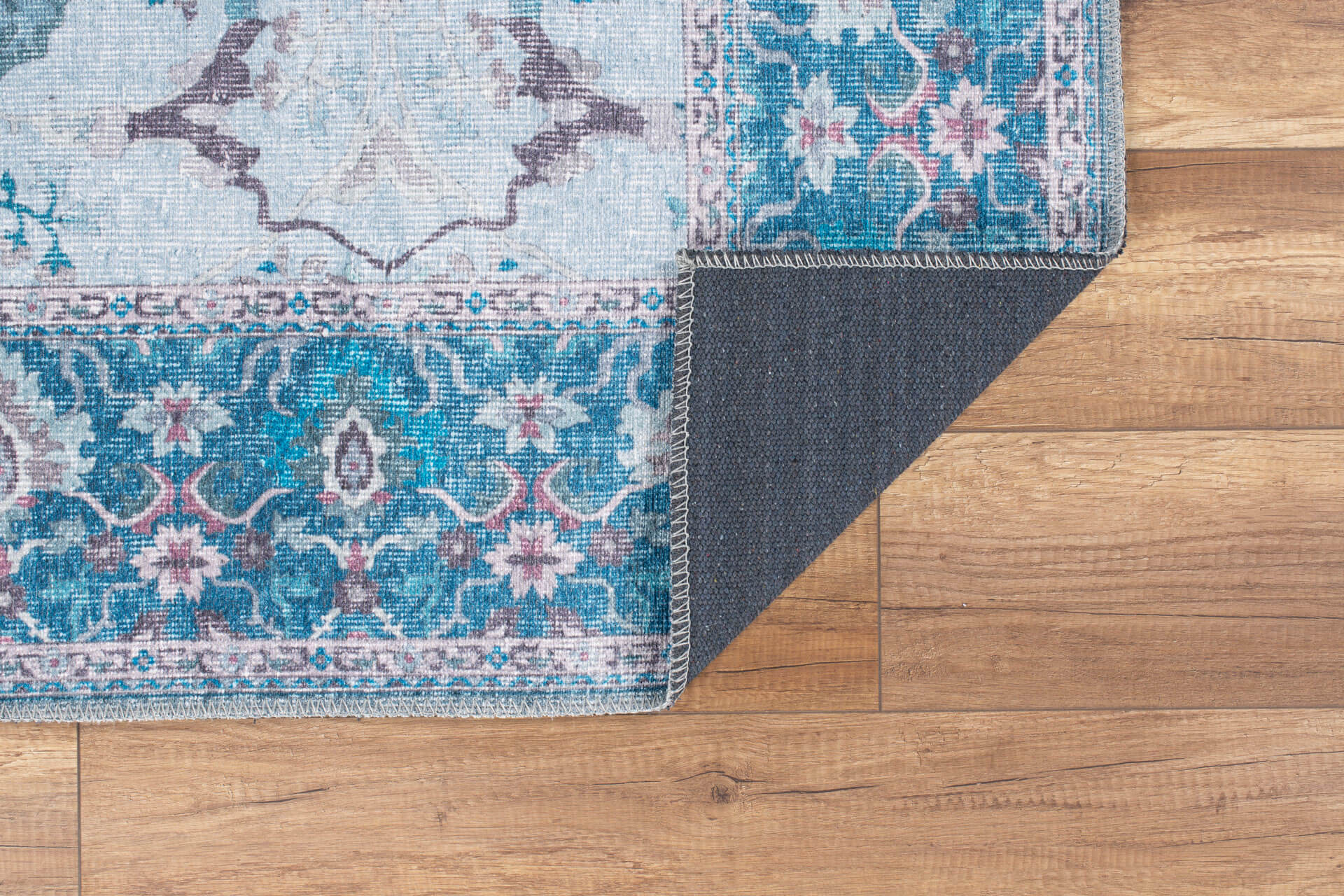 Vintage Cotton Area Rug – Washable Non Slip Blue Soft Microfiber Carpet