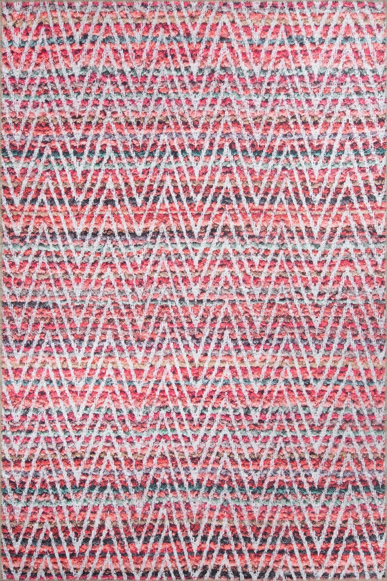 Pink Geometric Area Rug - Washable Non Slip Cotton Decorative Floor Carpet