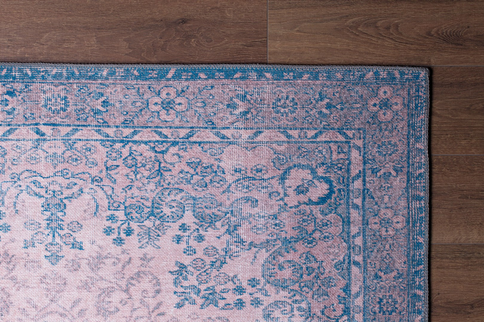 Digital Print Area Rug - Blue Medallion Cotton Soft Polyester Carpet Washable
