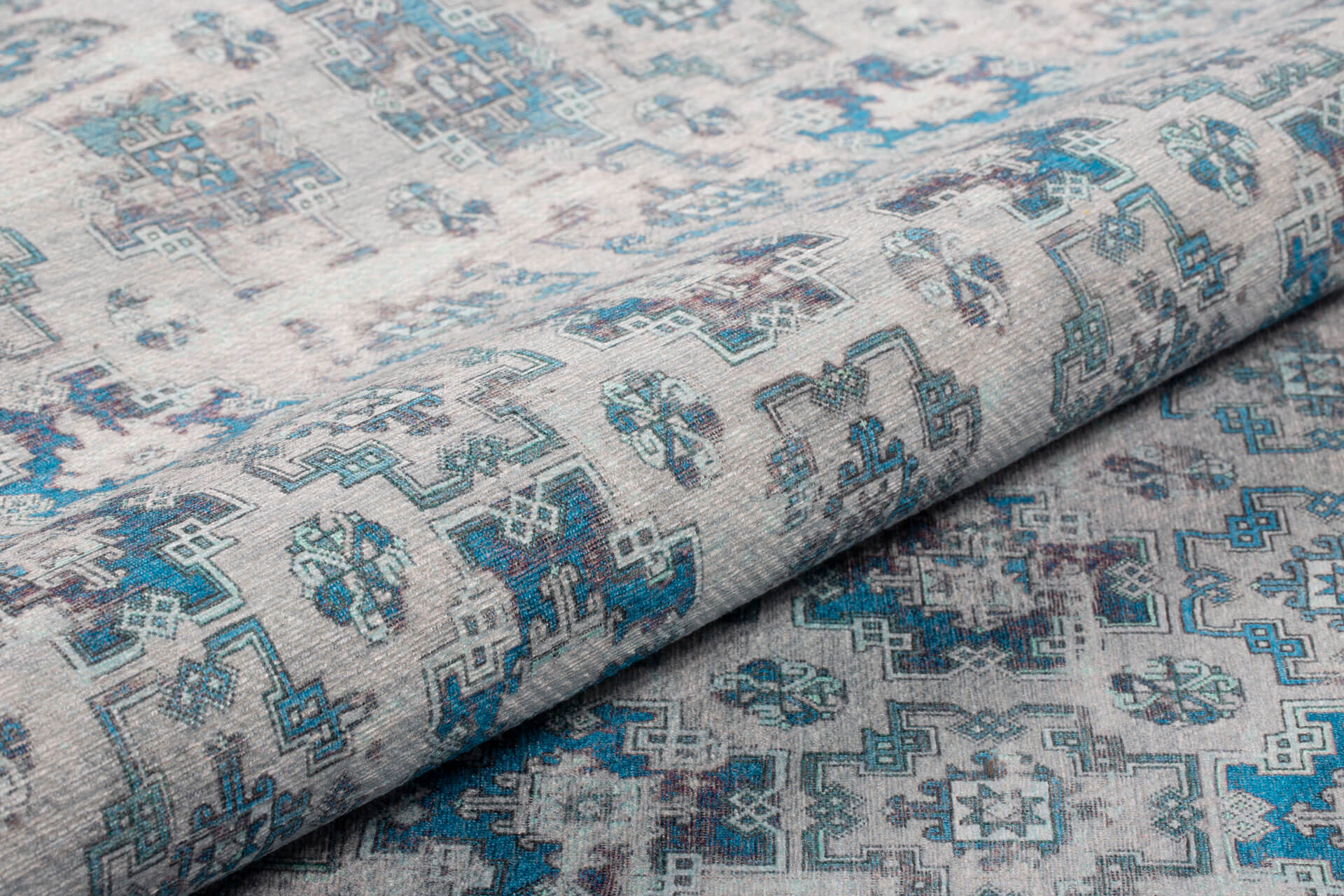 Blue Tribal Area Rug – Washable Non Slip Cotton Area Rug for Living Room