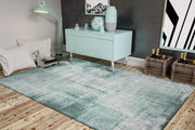 Vintage Cotton Area Rug - Washable Non Slip Green Soft Microfiber Rug for Living Room