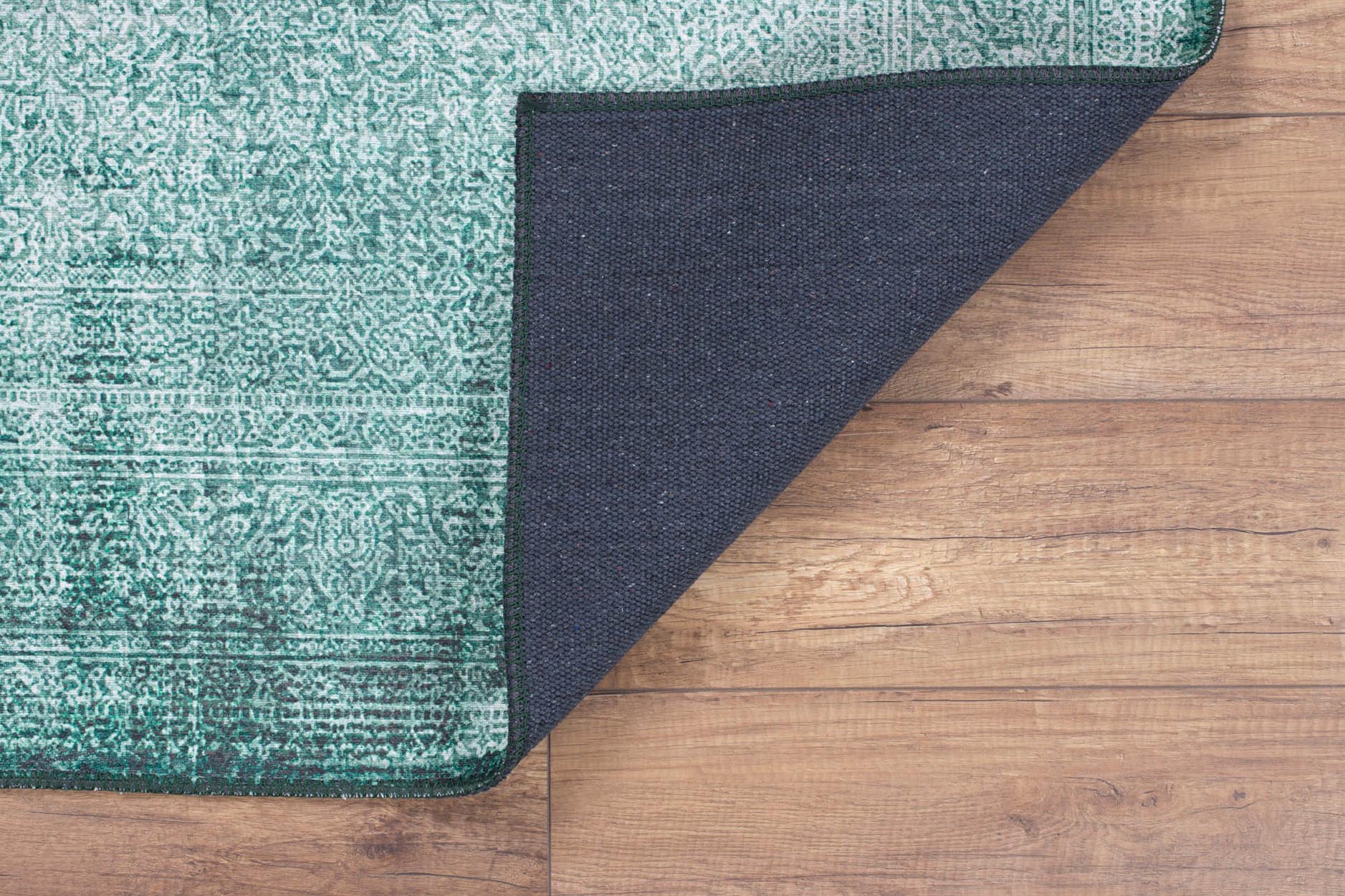 Vintage Cotton Area Rug - Washable Non Slip Green Soft Microfiber Rug for Living Room