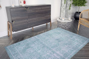 Vintage Cotton Area Rug - Washable Non Slip Green Soft Microfiber Carpet