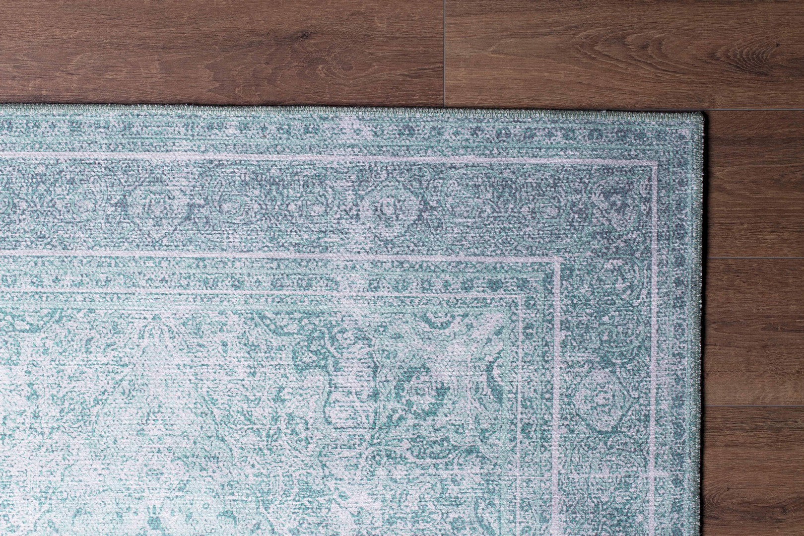 Vintage Cotton Area Rug - Washable Non Slip Green Soft Microfiber Carpet