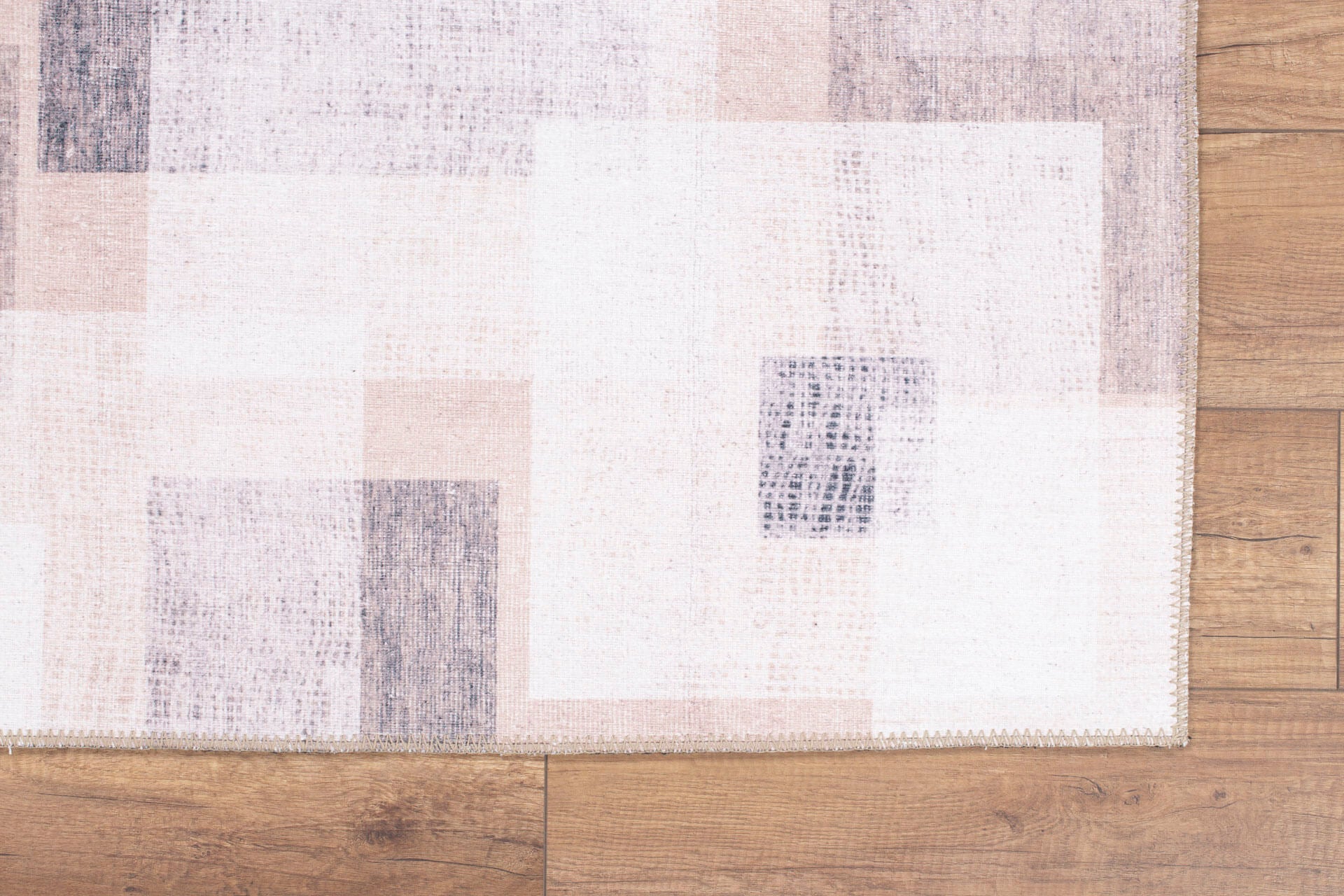 Beige Geometric Area Rug – Washable Non Slip Cotton Microfiber Floor Rug