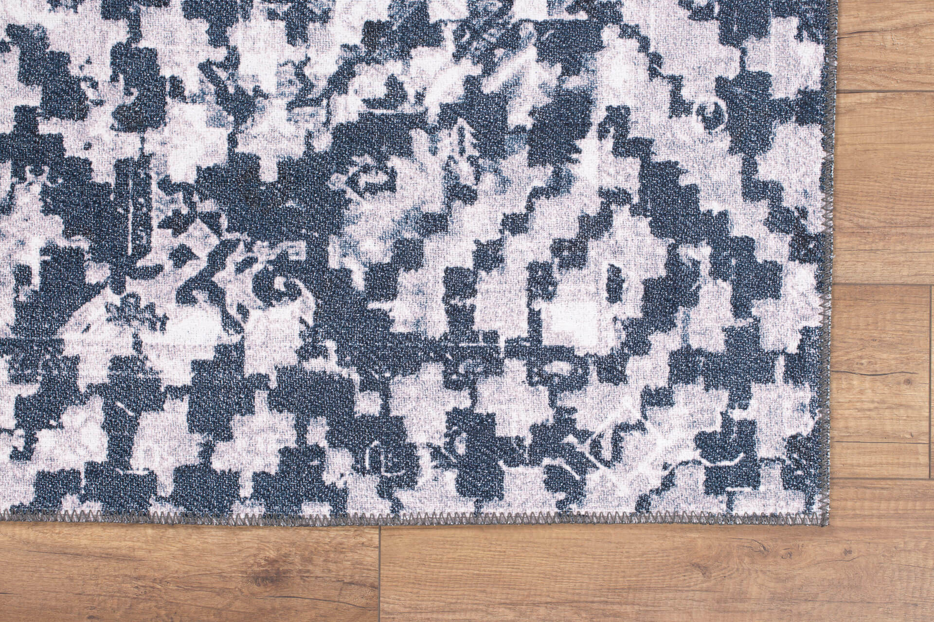 Blue Geometric Area Rug – Washable Non Slip Cotton Area Rug for Living Room