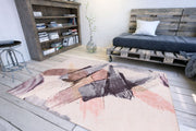 Modern Cotton Area Rug – Beige Washable Non Slip Soft Microfiber Carpet