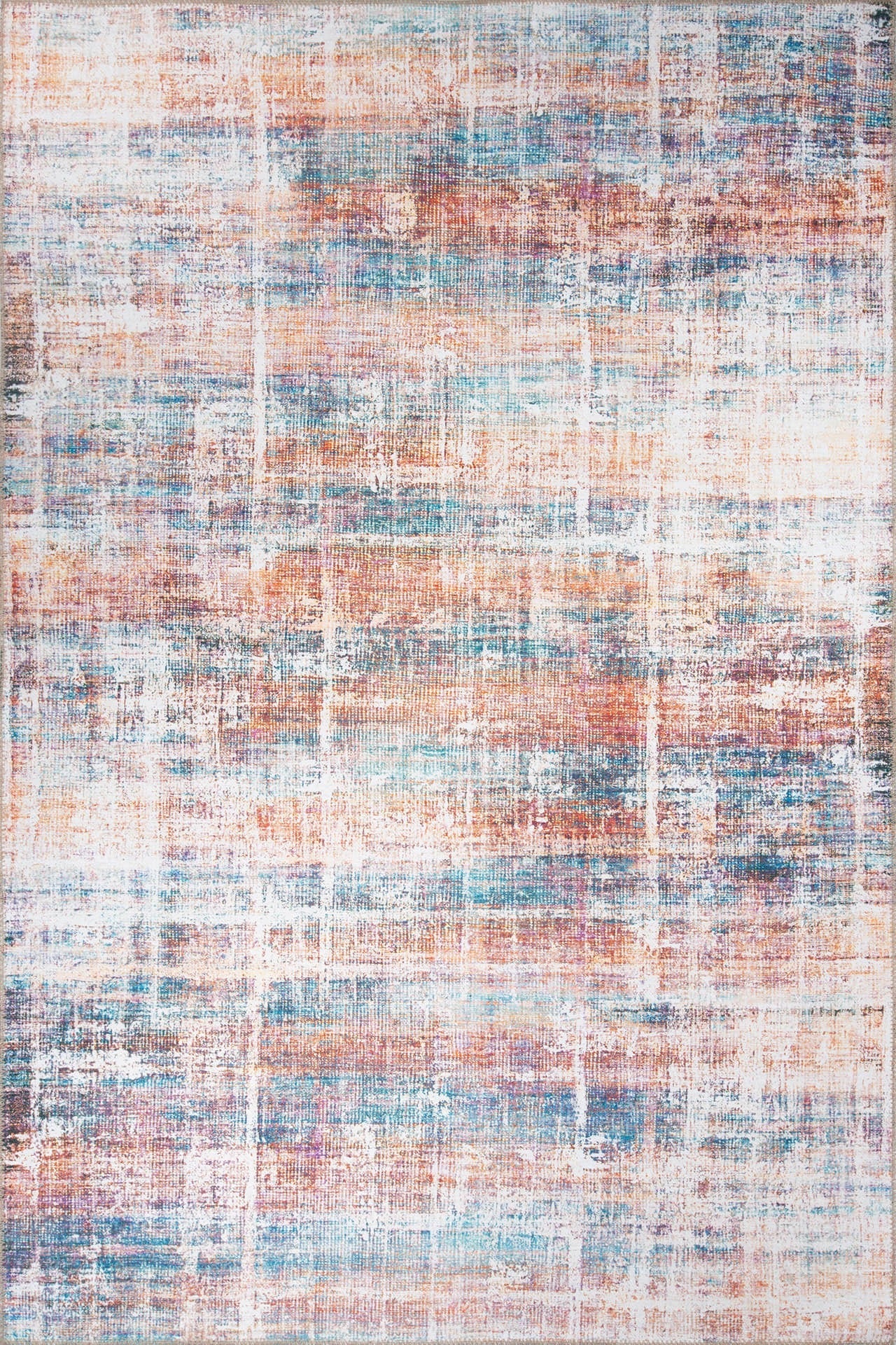 Modern Digital Print Rug - Red Cotton Area Rug | Washable Non Slip Soft Microfiber