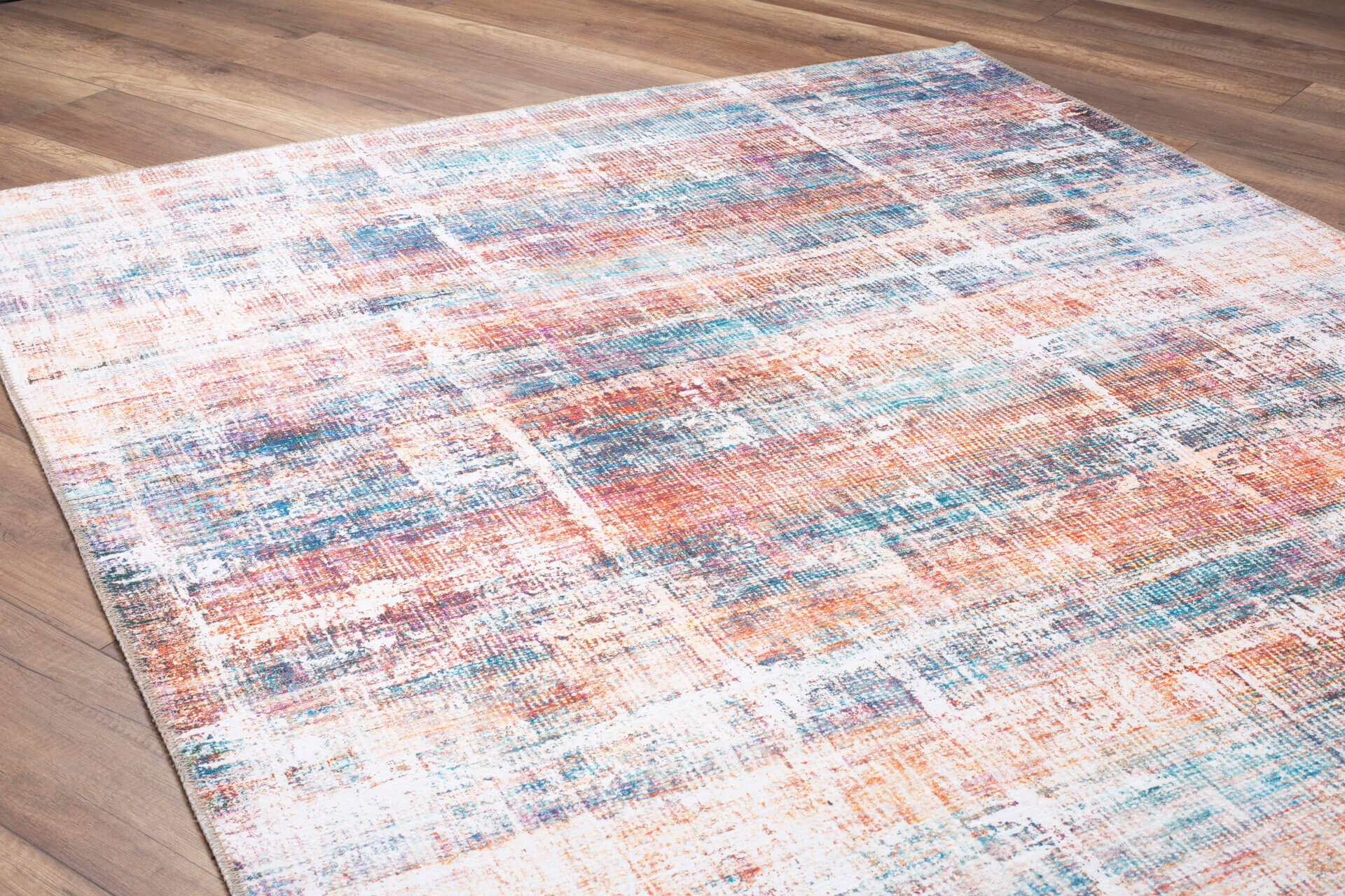 Modern Digital Print Rug - Red Cotton Area Rug | Washable Non Slip Soft Microfiber