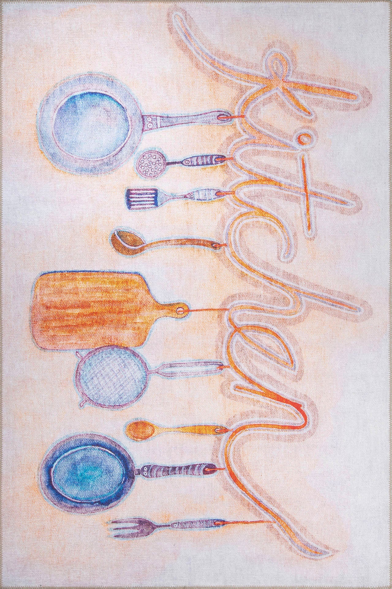 Digital Print Area Rug - Beige Cotton Washable Non Slip Microfiber Carpet