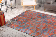 Geometric Area Rug - Orange Cotton Washable Non Slip Rug for Living Room