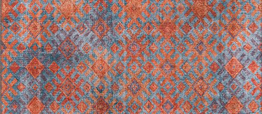 Geometric Area Rug - Orange Cotton Washable Non Slip Rug for Living Room