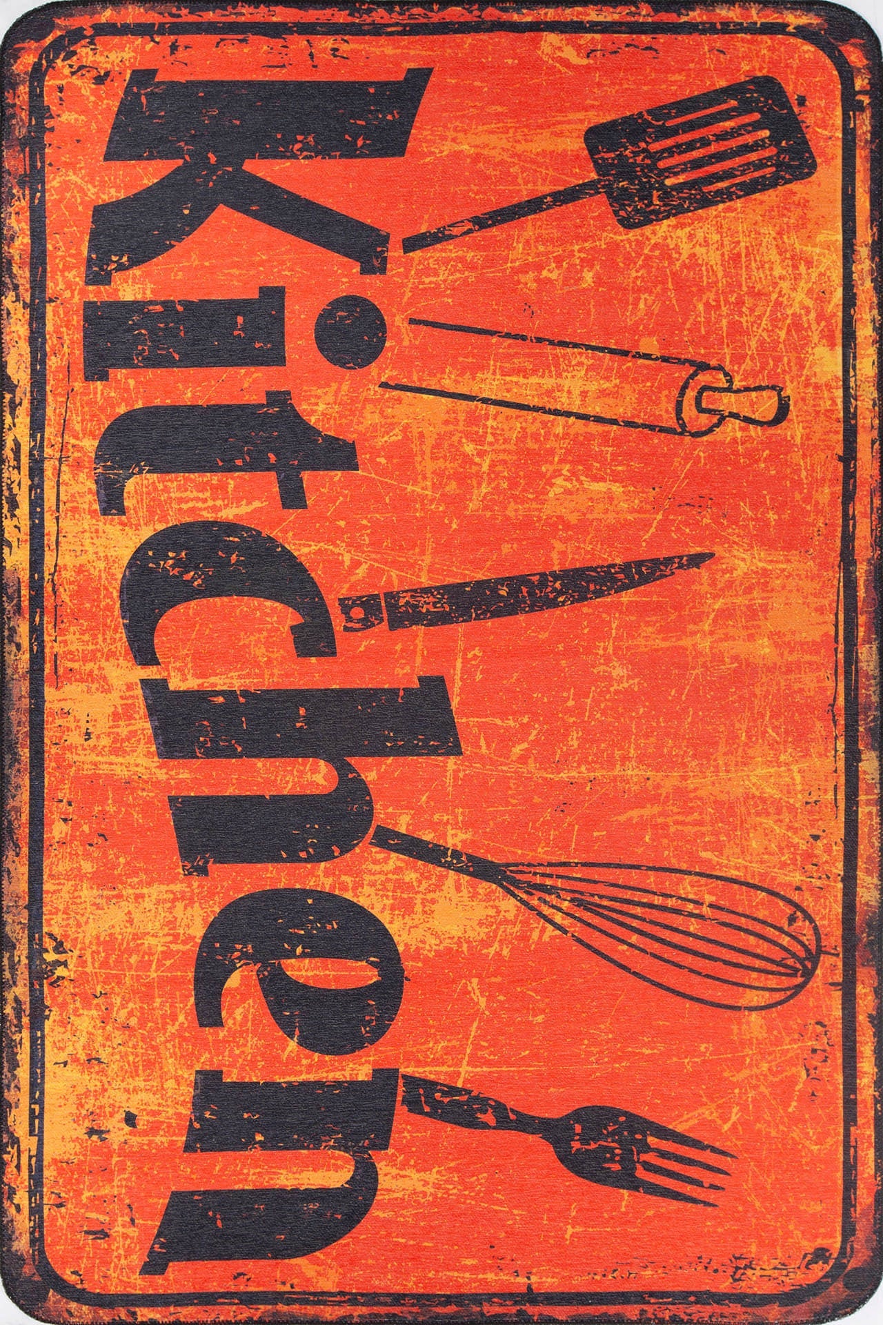 Digital Print Area Rug - Washable Non Slip Orange Cotton Microfiber Carpet