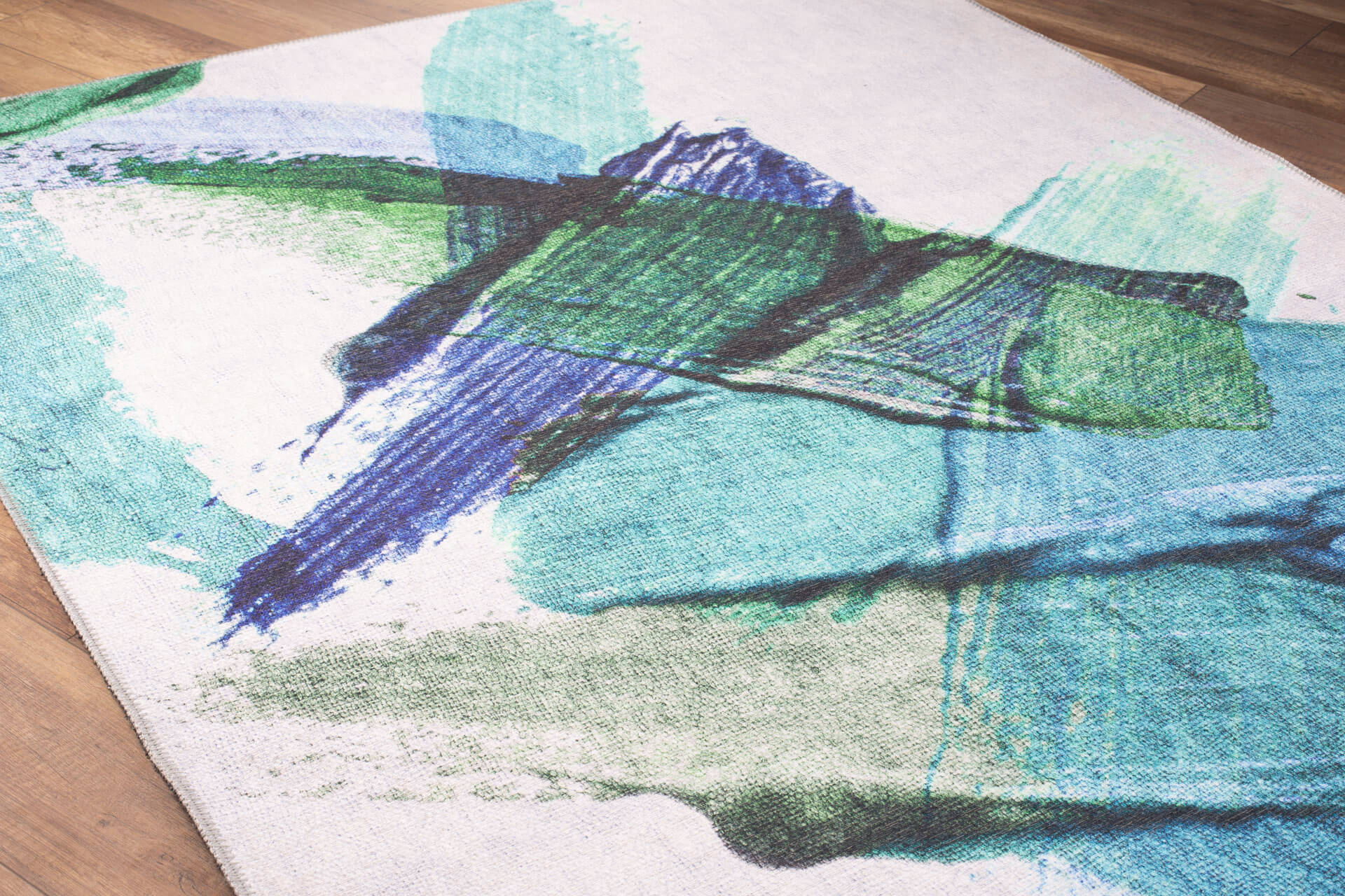 Modern Cotton Area Rug - Washable Non Slip Turquoise Microfiber Soft Rug